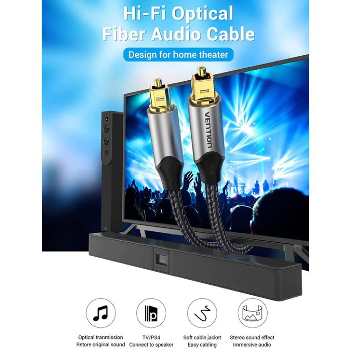 Vention BAVHF Cable de Audio de Fibra Óptica 1m Gris